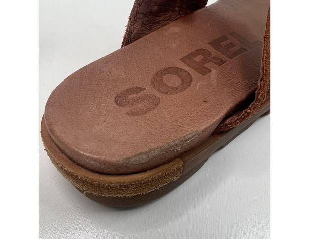 Sorel  Torpeda Ankle Strap Sandals Rustic Brown Leather Thong Gladiator Women's 8