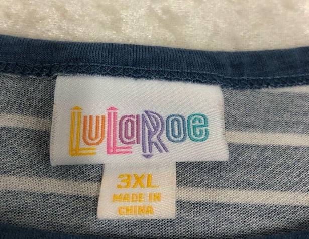 LuLaRoe  blue & white striped comfortable top plus size 3xl short sleeve