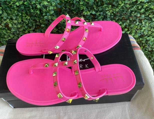 Nicole Miller BNIB -  Hot Pink Jelly Sandals W/ Gold Studs | US7 EU38