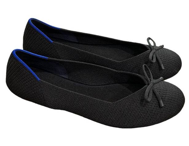 Rothy's  Noir Mesh Textile The Bow Flat Black Women’s size 8.5