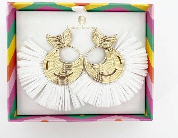 House of Harlow NIB  1960 Straw Half Moon Earrings