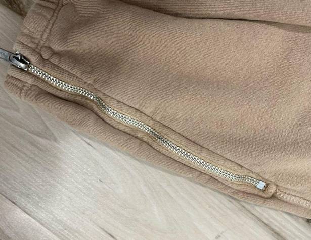 N: Philanthropy Front Zip Joggers Sweatpants in Camel Tan Size M