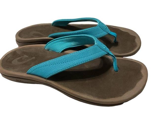 Olukai  Ohana Women's Sandals Tropic Blue Dark Java Flip Flops size 7