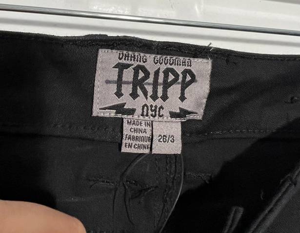 Tripp NYC New  Metallic Front Pants Black Back RARE Size 26/3