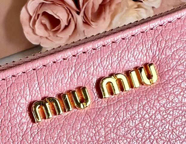 Miu Miu Madras Pink Goatskin Card Holder/Coin Purse