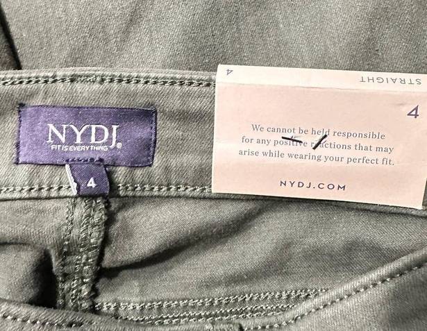 NYDJ Marilyn Straight Jeans Lift Tuck Technology Olive Green Women's Size 4 NWT