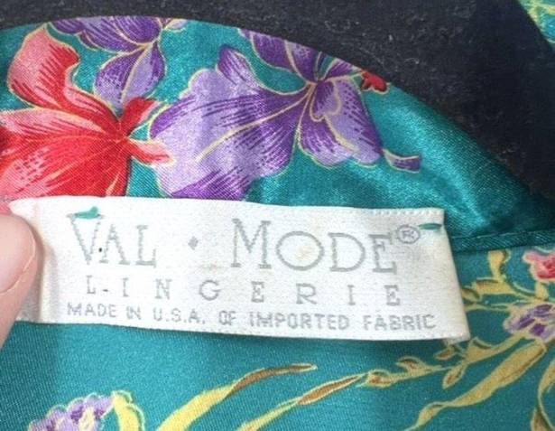 Vintage Val Mode Lingerie Womens Floral Kimono Robe and Cami Set blue Sz Medium