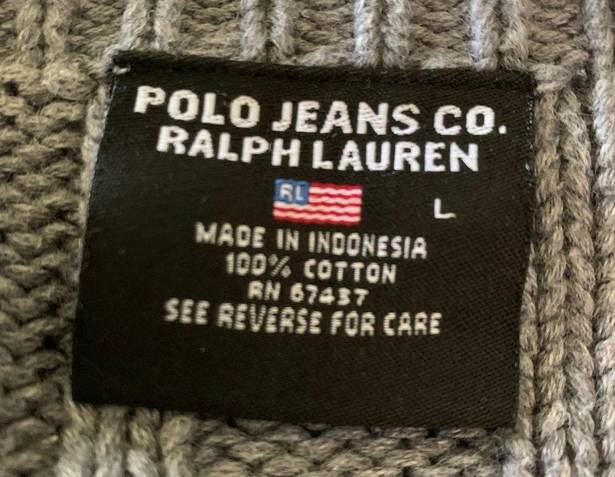 Polo jeans Co. Ralph Lauren vintage gray American flag cable knit sweater L