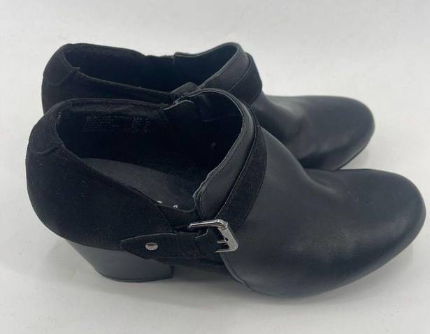 American Eagle  Womens Ankle Boots 2.5" Block Heels Zipper Buckle Suede Black 9M