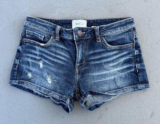 BKE  Stella Mid Rise Distressed Whisker Front Jean Shorts Size 26