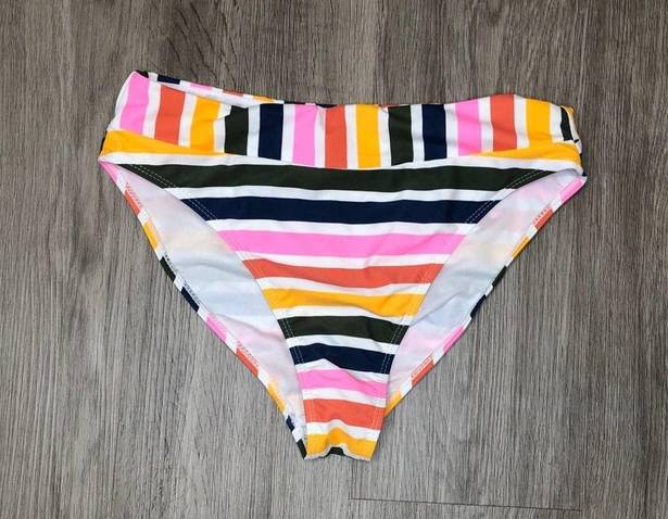 California Waves  Women's Baja Striped High-Waist/Leg Bikini Swim Bottoms sz L