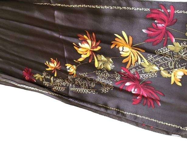 Oscar de la Renta  Silk Oblong Floral Scarf Majestic Colors 51”LX11”W Classy