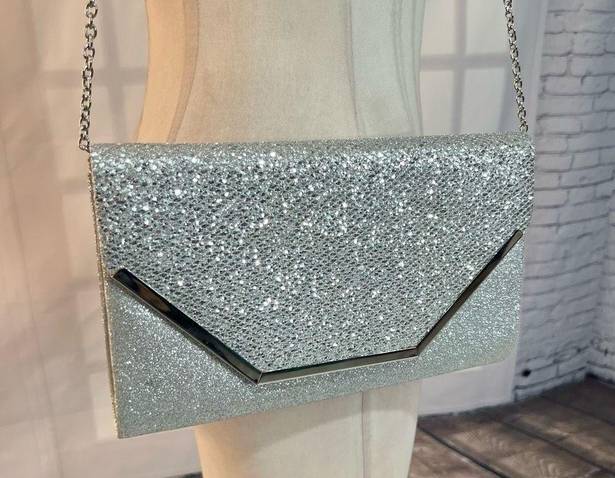 Call it spring  silver sparkly envelope style dressy shoulder bag purse