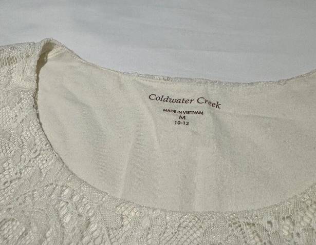 Coldwater Creek  Ivory Lace Overlay Tank Top Shirt Size Medium M (10-12)