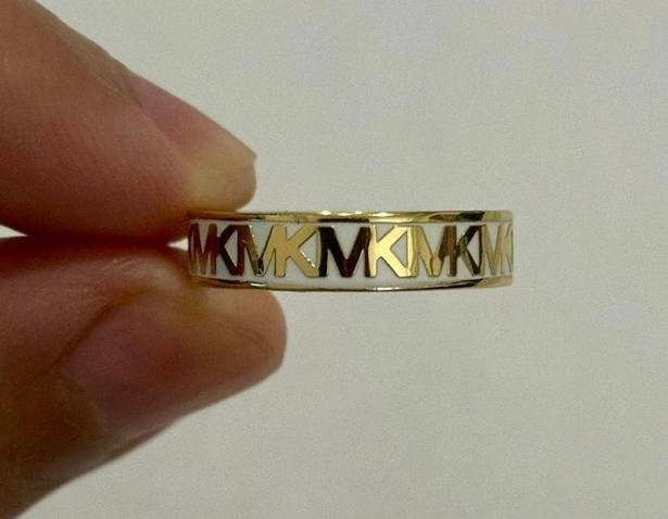 Michael Kors Gold-Tone Brass Logo Band Ring Size 8