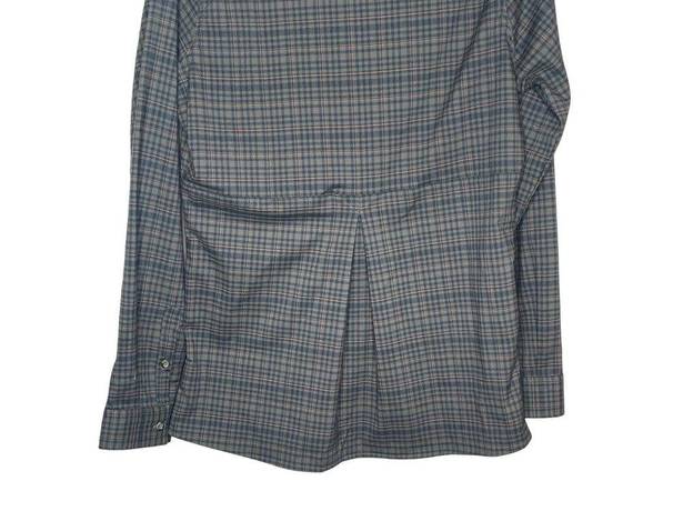 Mountain Hardwear  Women's Top Pullover Flannel 1/4 Button Down Green Blue Medium