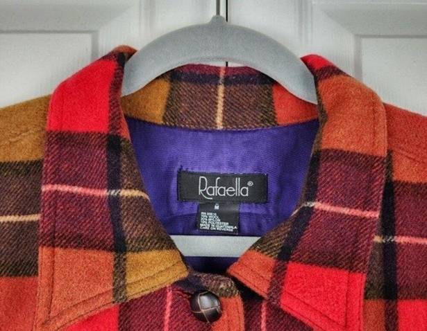 Rafaella  Shacket Wool Blend Plaid Jacket Button Front Flannel Shirt Pockets Sz M