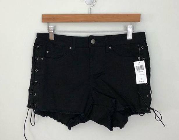 Hot Topic  Black Lace Up Denim Shorts