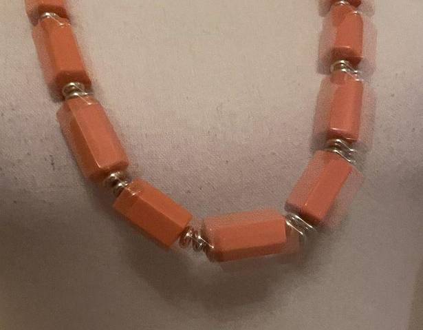 Coldwater Creek Signed  Long Statement Orange Beaded Costume Necklace