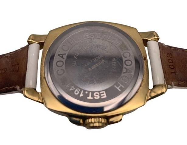 Coach  Boyfriend Gold-tone Patent Leather Ladies Wristlet Watch