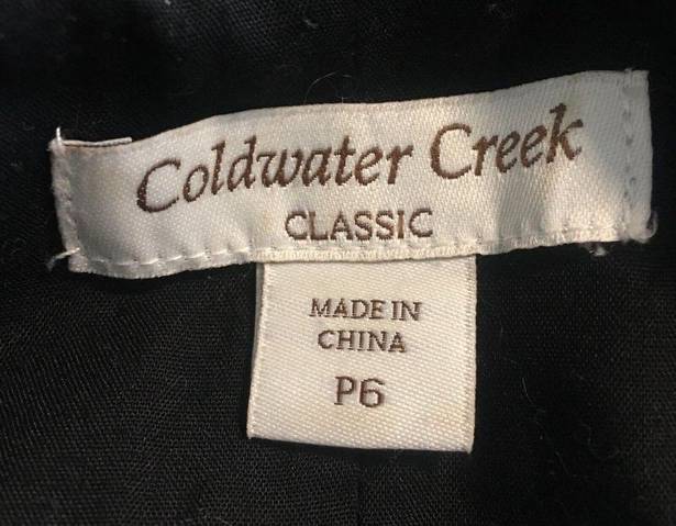 Coldwater Creek  Boho Black Gray Beaded Embroidered Denim Jacket Blazer Petite 6