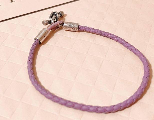 Bottega Veneta Authentic  Purple Leather Intrecciato White AG / 925 Bracelet