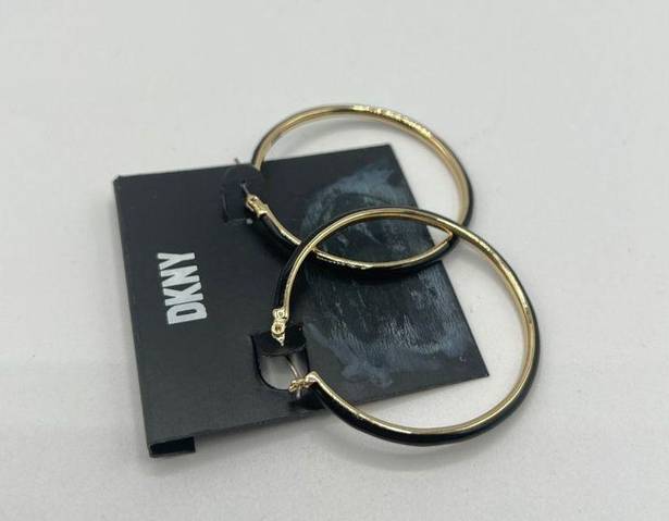 DKNY  Enamel Hoop Earrings in Gold/Black MSRP $38 NWT