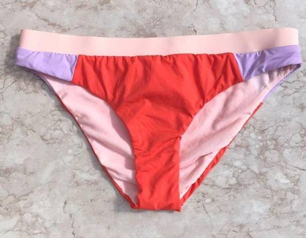 The Bikini Lab Pink and Orange Colorblock  Swim Bottoms