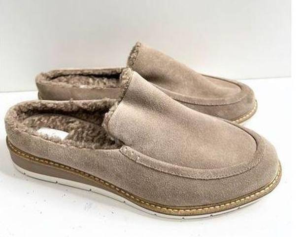 Me Too  Mules Womens Size 10 Tan Leather Upper Hayley Shearling Slip On Shoes