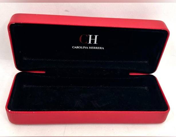 Carolina Herrera  Glasses Case Red Leather Hard Shell w/Black Velvet Lining