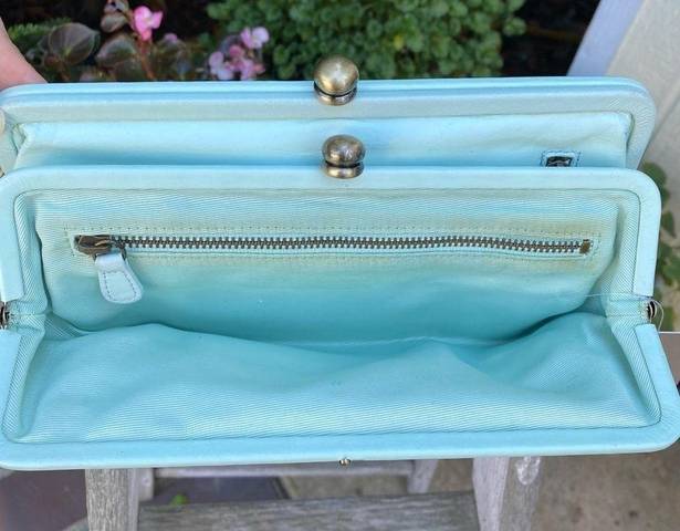 Anthropologie  Nest Turquoise Blue 4 Compartment Kiss Lock Clutch/Organizer NWT
