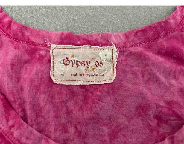 Gypsy 05  Women's Pink Tye Dye Tank Top Cotton Graphic Size Medium