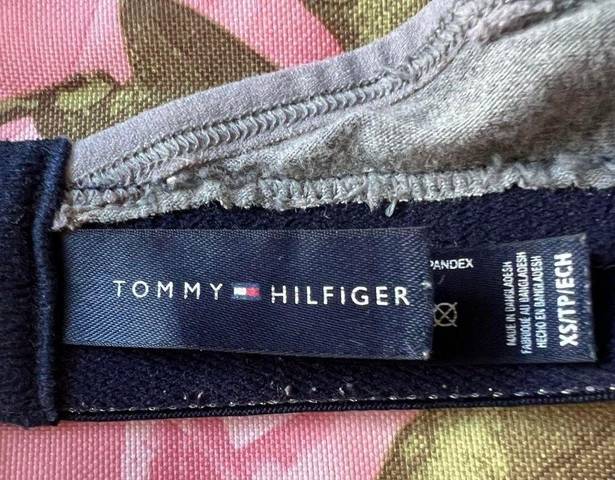 Tommy Hilfiger  grey navy cross back cotton sports bra sparkly silver logo