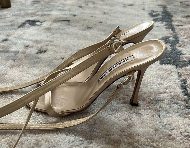 Manolo Blahnik Ankle strap heels in good condition minor signs of wear noted.