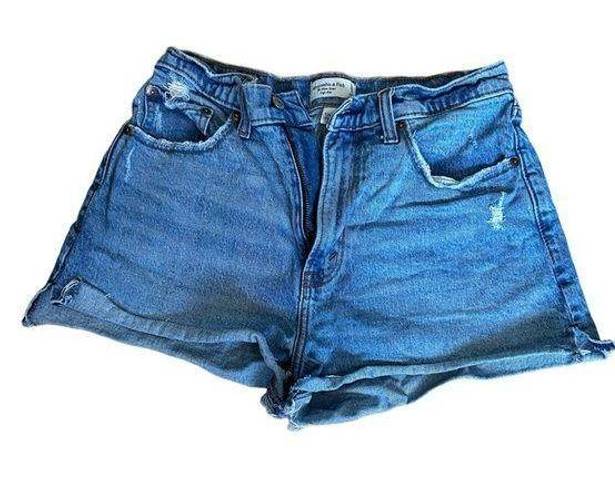 Abercrombie & Fitch  Curve Love The Mom Short High Rise Size 8 (29) Blue Denim