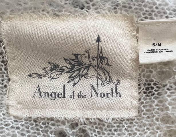 Anthropologie Angel Of The North Cream Pointelle Shawl Sweater