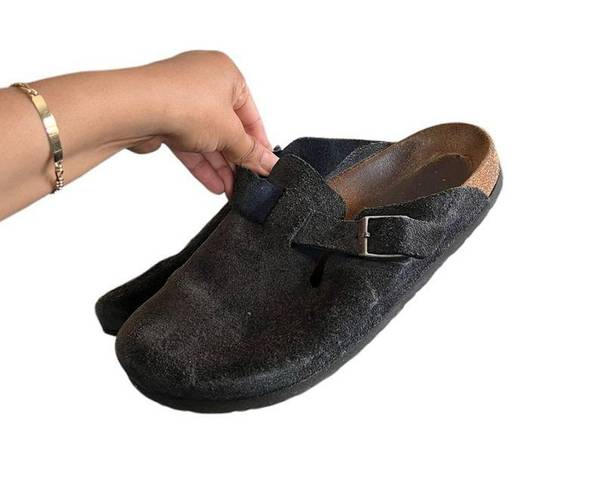 Birkenstock ✨  Black Boston Soft Footbed Suede Slip On Loafers