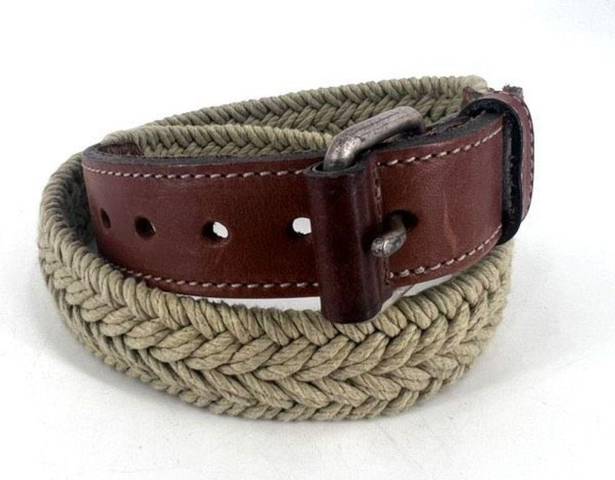 Gap  Unisex Genuine Leather Elastic Woven Braided Waist Belt Beige Tan Size 32