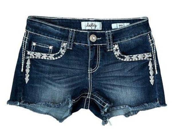 Daytrip  Buckle Virgo Cut Off Dark Wash Denim Shorts | Embellished | 27