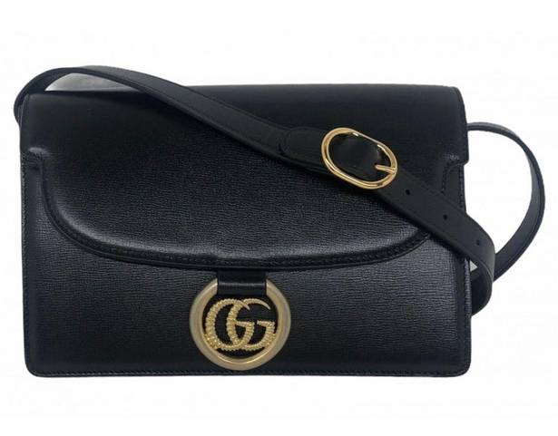 Gucci  GG Azalea Ring Black Leather Timeless Shoulder Bag