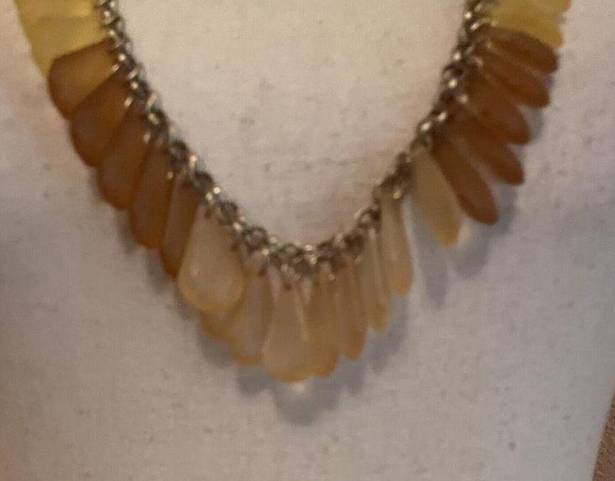 Coldwater Creek Signed  Long Yellow Bead Costume Necklace Adjustable Length