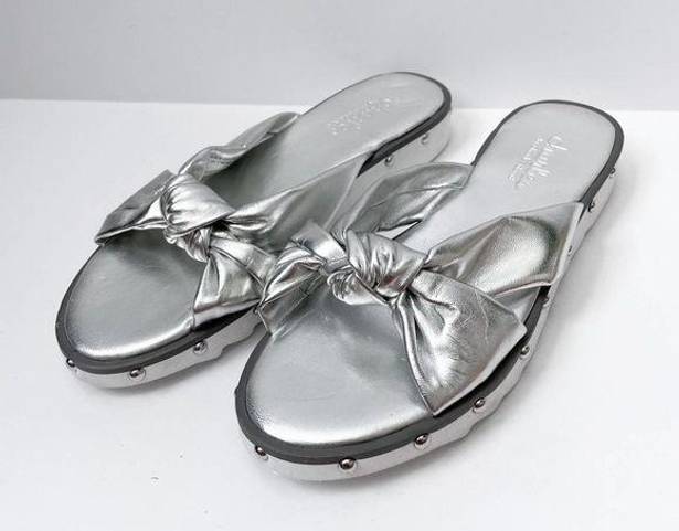 Charles by Charles David  Silver Sandals Studded Slip On Slides 6.5M