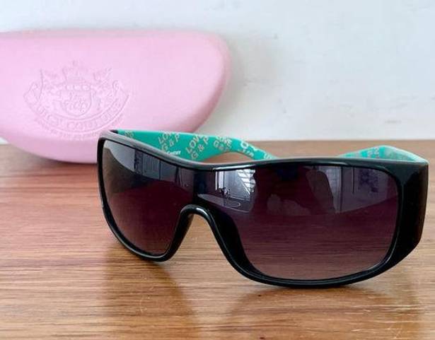 Juicy Couture  Punky Love G & P 63 Wrap around Sunglasses Black Green Women's