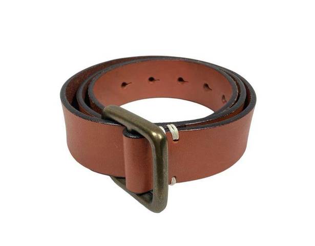 Gap  Leather Belt Fold Over Pin Design No Prong Brass Buckle Caramel Color Size M