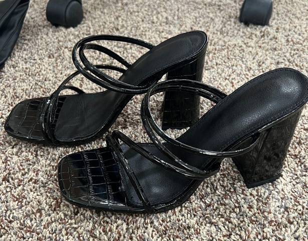 Faux Croc Heels Black Size 7.5