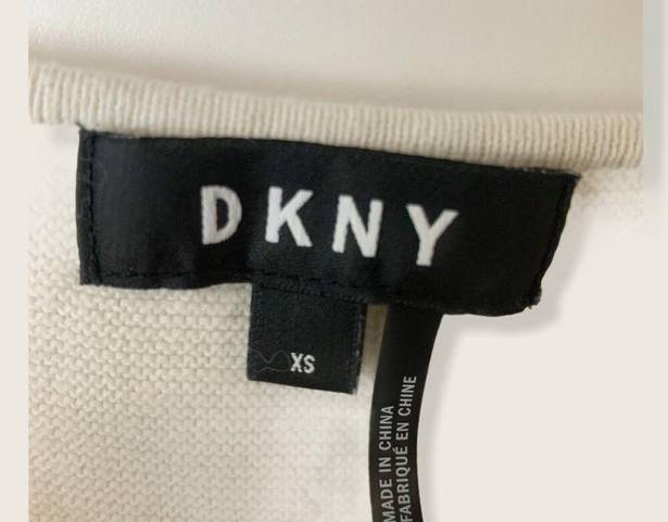 DKNY  Sweater Womens X Small Cream Black Color Block Knit Oversized Lagenlook