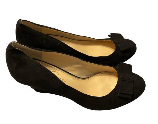 Jessica Simpson  Wedge Black With Bow Size 9