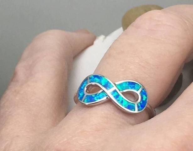 infinity  Opal Sterling Silver Ring