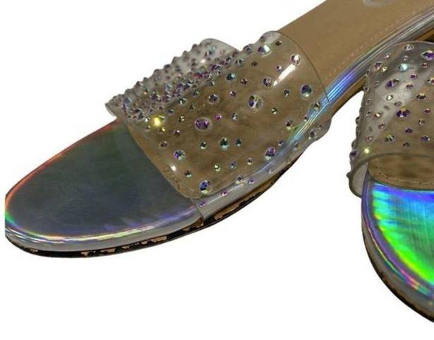 EGO  Slip-On Rhinestone Sandals in Iridescent