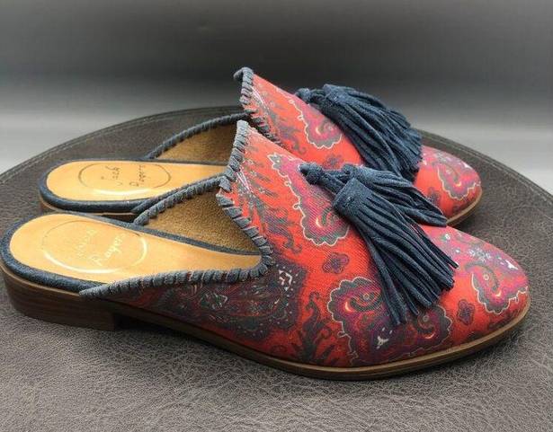 Jack Rogers  Womens Shoes 6 Delaney Mules Boho Textile Paisley Tassels